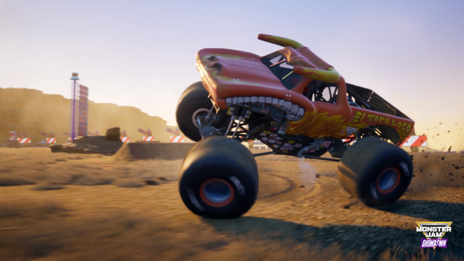 Monster truck smashing into obstacles